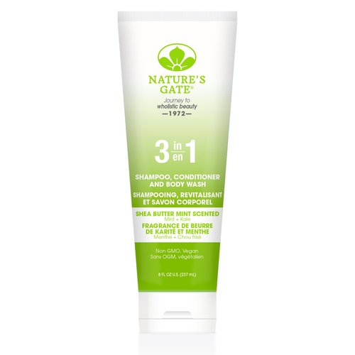 Nature's Gate Shea Butter 3-In-1 Mint Shampoo Conditioner and Body Wash, 8 Fluid Ounce
