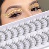 outopen 10 Pairs Clear Band Manga Lashes Natural Look 12MM Anime Lashes Spiky Japanese Korean Asian False Eyelashes Look Like Individual Clusters (T12|10-15MM)