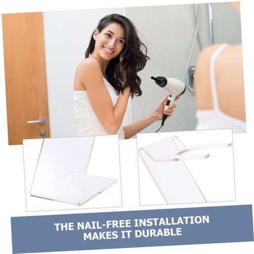 FOMIYES Hair Dryer Display Stand Clear Shelf Glass Stand Clear Stand Hair Blow Dryer Stand Hair Dryer Holder Desktop Hair Dryer Rack Hair Styling Tool Bathroom Supplies Barber Rack Acrylic