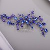 Chargances Bridal Wedding Crystal Hair Comb Handmade Flower Gemstone Hair Side Comb Blue Rhinestone Headpiece Bridal Hair Accessories for Wedding Prom Flower Girl (Blue)