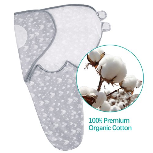 Biloban Baby Swaddles 0-3 Months for Boy Girls, Baby Swaddle, Newborn Swaddle, Cotton Swaddle Blanket, Newborn Essentials, Lovely Grey Print, 4 Pack