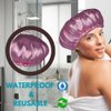 2PCS KIT Microfiber Hair Towel Wrap with Satin Shower Cap – Quick Dry, Anti-Frizz Super Absorbent Turban and Waterproof Reusable Bath Hat for Women, Adjustable Elastic Ideal for Curly and Long Hair
