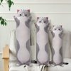 SHINUOER Long Cat Plush Pillow Cat Body Pillow,Gray Cat Stuffed Animals Soft Plushies Kawaii Stuffed Kitten Plush Toy for Kids Girlfriend(Gray, 19.7Inch)
