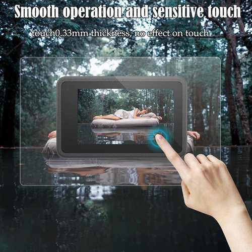 PCTC Screen Protector for DJI OSMO Action 4 Camera, Osmo Action 4 Lens Protector + Tempered Glass LCD Display Film + Silicone Lens cap Cover, 0.3mm 9H Hardness Anti-Scrach Anti-Bubble (6+2 Pack)