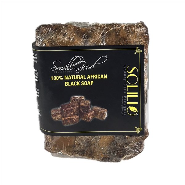 SmellGood - African Black Soap, totally natural, best quality, raw and organic soap, great for body and face wash, imported from Ghana, 1 LB bar