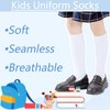 Mini angel Girls Knee High Socks Seamless Boys School Uniform Socks Kids Soccer Socks Cotton Long Socks 8-10 Years, 3 Pairs (White, L)