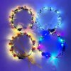 YuanHolumid White Vintage LED Flower Crown, Glow Flower Wreath Headbands Luminous Led Bridal Headpiece Wedding Headdress Hair Hoop Party Favors Hair Accessories