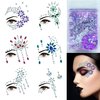 Face Jewels 6 Sheets Face Gems Stick On, 10g Chunky Glitter, Face Jewelry Rhinestones Crystals Stickers, Fairy Euphoria Eye Body Makeup Rave Clothes Festival Outfit Accessories