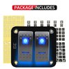 FXC Rocker Switch Aluminum Panel 2 Gang Toggle Switches Dash 5 Pin ON/Off 2 LED Backlit for Boat Car Marine Blue