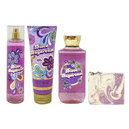 Bath & Body Works Disco Daydream 3 Piece Set with a Lavender Dream Bar Soap - Fragrance Mist - Shower Gel and Body Cream - Full Size