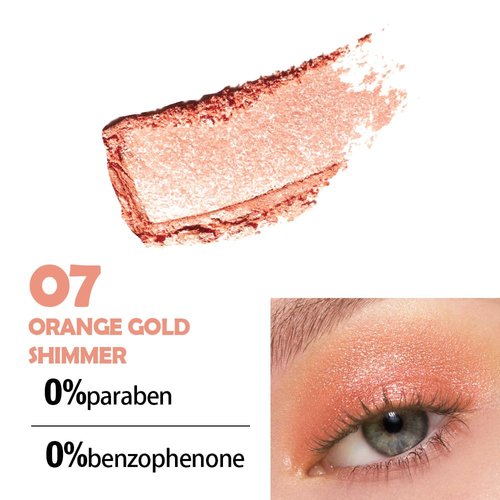 HHLTOH Ultra Pigmented, Silky Smooth, Talc-Free Single Shimmer Matte Eyeshadow. Moisturizing Formula, Cruelty-Free. Choose from 7 Stunning Shades. (07# Orange Gold Shimmer, 1 Count (Pack of 1))