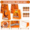 Basketball Party Favors Set 72 PCS Basketball Slap Bracelets Straws Tattoo Stickers Mini Stress Ball Silicone Bracelets Gift Bags for Kids Adults Sports Basketball Birthday Gift Classroom Rewards