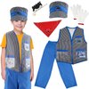 Flotory 7 Pcs Kids Train Engineer Costume Set Engineer Hat Conductor Vest Bandana Train Conductor Dress Up Outfit for Boys and Girls Halloween Career Day Pretend Party Cosplay