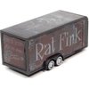 4-Wheel Enclosed Car Trailer Dark Gray with Graphics 1/64 Diecast Model by Auto World AWSP119