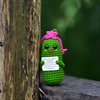 KALAWALK Funny Crochet Pickles 1 Pcs with Affirmations Cards for Inspirational Novelty Good Luck Gift and Party Decorations (KK-CKD04- REDCUM)