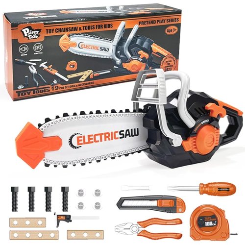 Pairez Toys Toy Chainsaw for Kids, 19PCS Pretend Play Tools Set, Toy Home Tools Kit, Electric Cha...