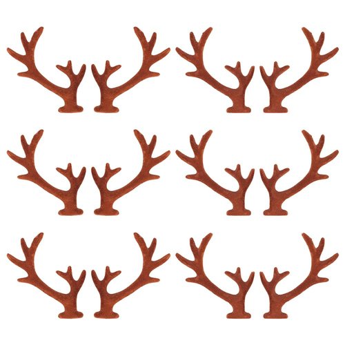 GORGECRAFT 18 Pairs Mini Antlers Embellishments Brown Christmas Deer Flocking Deer Antlers Hair C...