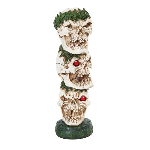 PTC Pacific Giftware Stacked One Eyed Skulls Incense Burner Statue Figurine, 12" H