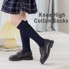 EPEIUS Girls Knee High Socks Seamless Cotton School Uniform Socks Kids Boy Over the Calf Socks Long Socks Navy Blue 3 Pack 7-10 Years (Navy Blue L)
