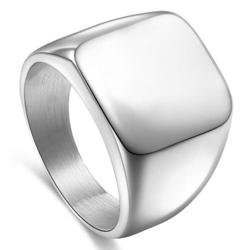 enhong Mens Rings Stainless Steel Square Signet Rings for Men,Silver Pinky Thumb Ring for Dad Father Jewelry Gift for Him,Men's Ring for Boys Size 8
