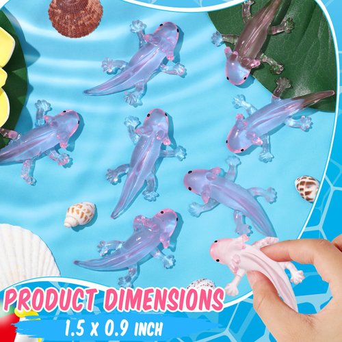 Lewtemi 30 Pcs Axolotl Animals Adorable Axolotl Axolotls Gifts Axolotl Axolotl Party Amphibiously Decorations Tiny Animal Figurine for Party(Clear Pink)