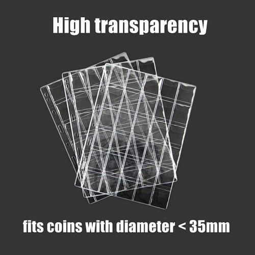30-Pocket Coin Pages for Collectors, Standard 9-Hole Coin Collection Pages, 10 Sheets Coin Sleeves, Coin Collecting Supplies (30 Pocket -10 Sheets)