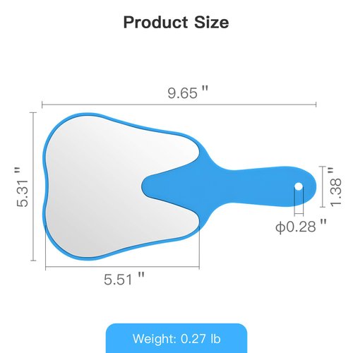 Annhua Handheld Mirror Small with Handle Blue, Hand Mirror Tooth-Shaped Kids Makeup Mirror Cute for Salon|Barber|Hairdressing - Easy to use & Lightweight