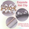 HINZIC 2Pcs Pearl Hair Barrettes, 6Pcs Metal Bobby Pins Sparkly Rhinestone Hair Clips Decorative Wedding Prom Valentines Hair Pins Accessories for Bride Women Girls Fine Thick Long Hair(Silver Gold)