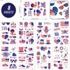 HOWAF 100+ Pcs 4th of July Temporary Tattoos – American Flag Red White and Blue Party Supplies Fourth of July Decorations Silver Glitter Tattoos, American USA Stars and Stripes Waterproof Body Art Stickers