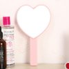 TBWHL Heart-Shaped Travel Handheld Mirror, Cosmetic Hand Mirror with Handle (Pink, 1Pack)