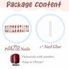 BABALAL Press on Nails Medium Almond Fake Nails Brown Glue on Nails Fall Flower 3D Gold Texture Design Acrylic Nails 24Pcs Handmade Stiletto Stick on False Nails