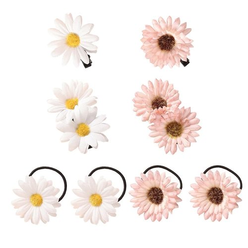 8 Pcs Daisy Hair Accessories Set Sunflower Alligator Hair Clips Flower Hair Ties Artificial Floral Hairpins Hair Barrettes Toddler Hair Ropes Bands for Girls Women Clips and Barrettes