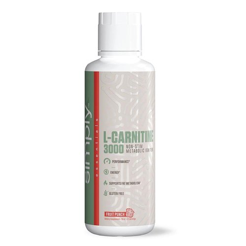Simply L-Carnitine Liquid, 3000mg, Fruit Punch Flavor, 16OZ, Advanced Metabolism Support Supplement