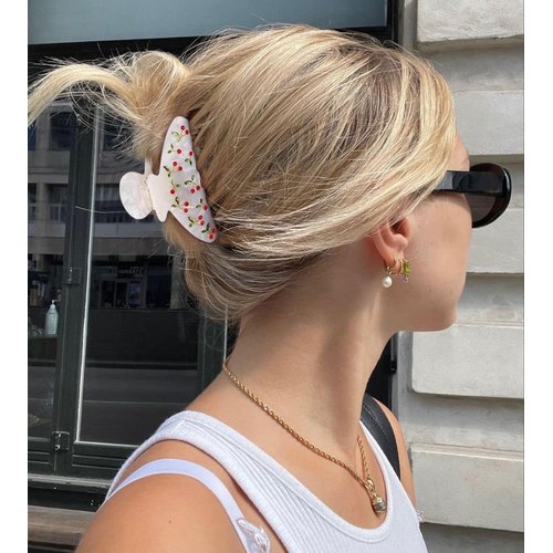 LILIE&WHITE Acrylic Hair Clips Claws For Women With The Rhinestone Pattern In Red Cherry Shape Hair Clip For Thick Hair Hair clips for styling sectioning 1PC