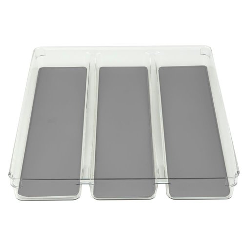 Home Basics 3 Section Plastic Drawer Organizer Rubber Lined Bottom for Efficient Home and Office Storage
