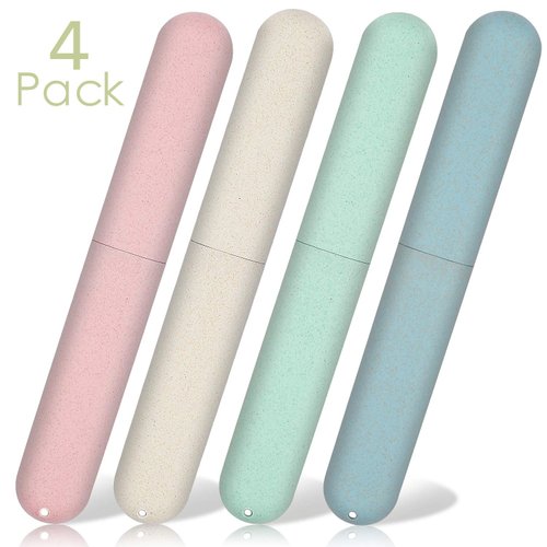 4 Pack Travel Toothbrush Case, NEXCURIO Portable Breathable Toothbrush Holder for Travel/Camping/School/Home