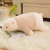 MMTTAO Stuffed Polar Bear Animal Plush Toy 14 Inch Small White Sleeping Bear Animal Stuff Soft Plushies Cute Dolls Collection Huggable Throw Pillow Cushion Gifts for Kids Children Boys Girls, 14Inches