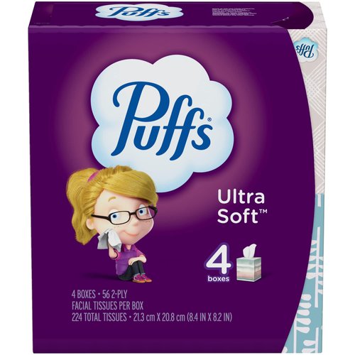 Puffs 2675854 Ultra Soft & Strong Standard Facial Tissues 2-Ply 56 Sheets/Box