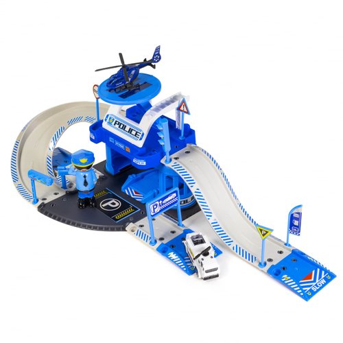 Kidplokio 41pc Police Station for Toy Cars Playset, Blue, Boys, Ages 3+