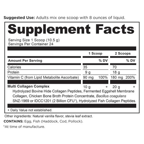 Ancient Nutrition Hydrolyzed Collagen Peptides Powder with Probiotics, Vanilla Multi Collagen Protein for Women and Men with Vitamin C, 24 Servings, Supports Skin and Nails, Gut Health, 8.9oz