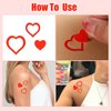 500PCS Tanning Stickers, 1 Inch Red Heart Shaped Body Stickers Sun Body Stickers for Tanning Self Adhesive Tanning Bed Stickers Sunbathing Stickers