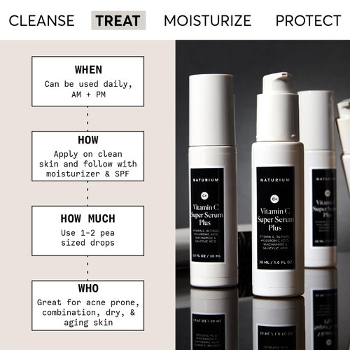 Naturium Vitamin C Super Serum Plus, Smoothing Face Care, plus Retinol, Hyaluronic Acid, Niacinamide & Salicylic Acid, 1 oz