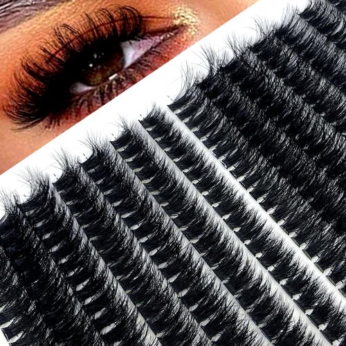 HBZGTLAD New 3D fluffy Soft Ribbon 60D/80D Mink Eyelashes Bundles Eyelashes DIY Individual Clusters Lash Extensions Natural Mink Lashes (273FANS Fluffy 6080D)