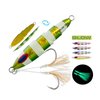 OCEAN CAT 1 PC Lead Metal Flat Slow Fall Pitch Fishing Jigs Lures Sinking Vertical Jigging Painted Spoons Bait with Butterfly Hook for Saltwater Fishing (Green&Gold, 160g)