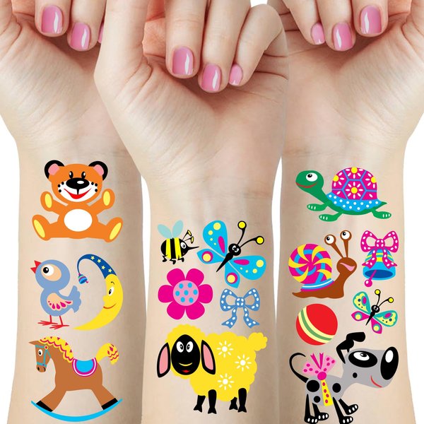 38pcs Temporary Tattoos for Kids, Birthday Party Favors Decorations Supplies, Kids Tattoos for Children Toddler Boys Girls, Goodies Bag Filler Classroom Game Rewards