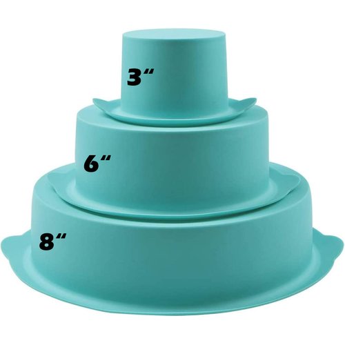 Webake Round Cake Pan Set Silicone Cake Molds Baking Pans for 3 Tier Cake Layer Tin, 8 Inch, 6 Inch, 3 Inch for Birthday, Wedding Anniversary, Halloween, Christmas Party