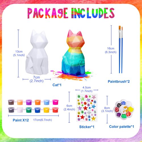 Paint Your Own Cat Lamp Kit, Art Supplies & Crafts Kit, DIY Night Light for Kids 6-12, Diamond Set for girl 8-12, Painting Kit for Girls Boys, Toy Child Birthday Gift Ages 3 4 5 6 7 8 9 10 11 12+