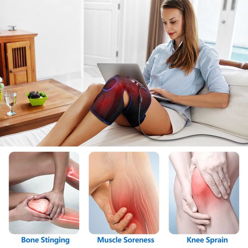 CINCOM Knee Massager with Heat, Air Compression Leg Knee Brace for Arthritis and Circulation Heated Knee Brace Wrap for Injury and Joint Recovery (Single Unit)