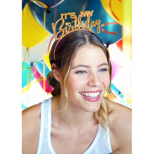 Gold Sparkle It's My Birthday Headband - Birthday Gifts for Women, 40th Birthday Tiara, Birthday Party Supplies, Decorations (MyBday) GLDGttr