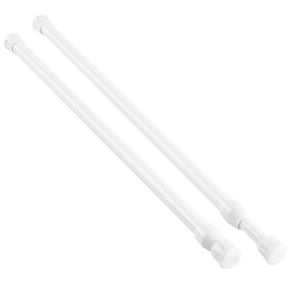 KXLIFE 2 Pack Small Spring Tension Curtain Rod for Window Cupboard Closet (White, 16 to 28 Inch)